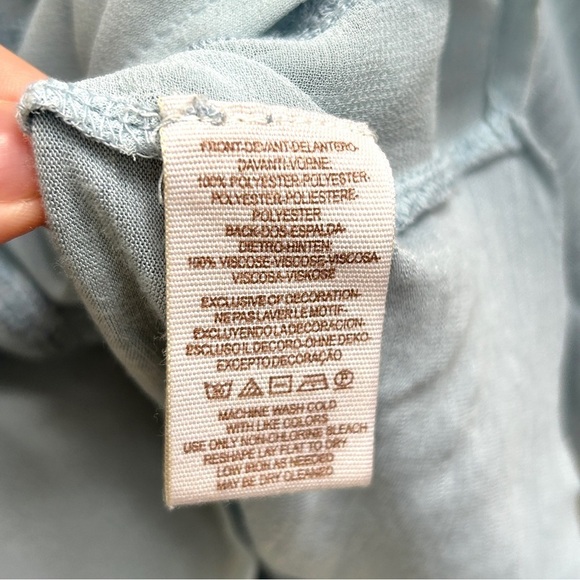 Free People Pandora Slate Blue Embroidered Sheer Blouse, Size Medium - Picture 10 of 11